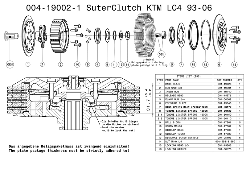SUTER スータースリッパークラッチ KTM LC4  1993-2006