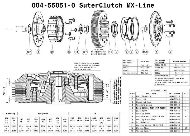 SUTER スーターモトクロスクラッチ KTM 250-450  2010-2020